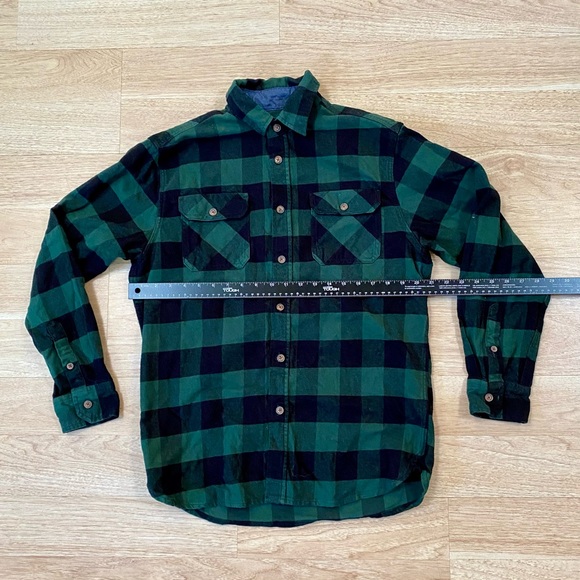 Jacks MFG Heritage Flannel Shirt Men’s Medium Green Black Plaid Cotton Button Up - Picture 3 of 8